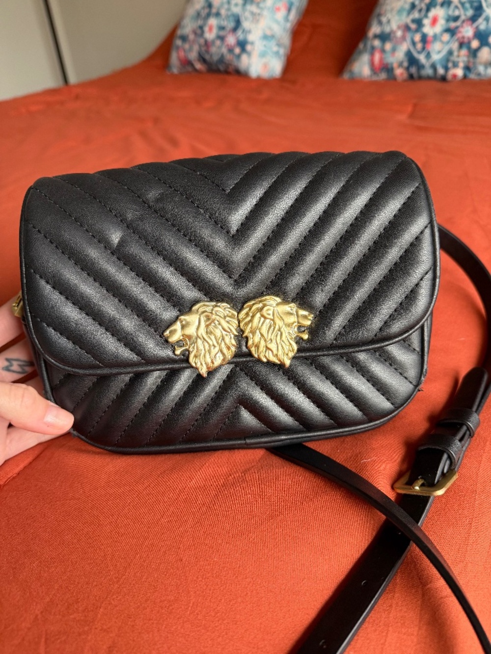 Quilted Lion Head Crossbody